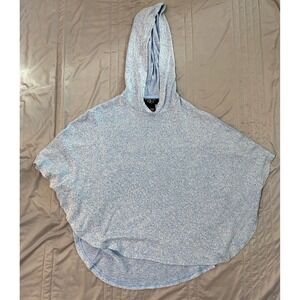 ITS OUR TIME Blue White Marled Knit Poncho Hoodie Women's S